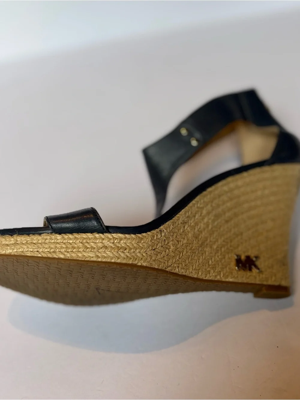 Michael Kors Blue Leather Wedge Espadrille Sandals - Women's Size 9 1/2M T-strap